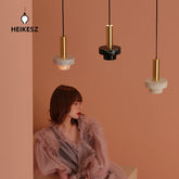 HEIKESZ Nordic Marble Pendant Lamp Creative Personality Affordable Luxury Lighting for Dining Room Bedroom Bar Counter Porch Small Droplight Light Fixtures for Celling