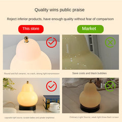 HEIKESZ Charging Touch French Cream Pear Table Lamp Bedroom Bedside Portable Small Night Lamp Ins Wind Atmosphere Decorative Table Lamp Table Light Lamp Adjustable Portable Charger Table Lights for Room