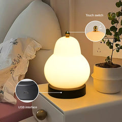 HEIKESZ Charging Touch French Cream Pear Table Lamp Bedroom Bedside Portable Small Night Lamp Ins Wind Atmosphere Decorative Table Lamp Table Light Lamp Adjustable Portable Charger Table Lights for Room