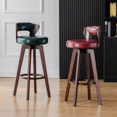 American solid wood bar chair rotating retro backrest high stool light luxury home European cafe front desk bar stool
