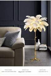 HEIKESZ Resin Feather Floor Lamp for Living Room Bedroom Nordic Style Atmosphere Light Luxury Copper Base Ins Trendy Lighting