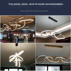 HEIKESZ Post-Modern Stainless Steel Restaurant Chandelier Simple Nordic Front Desk Art Creative Personality Model Room Ring Bar Lamp