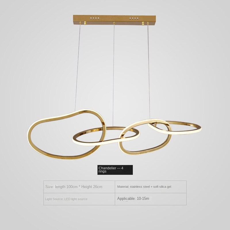 HEIKESZ Post-Modern Stainless Steel Restaurant Chandelier Simple Nordic Front Desk Art Creative Personality Model Room Ring Bar Lamp