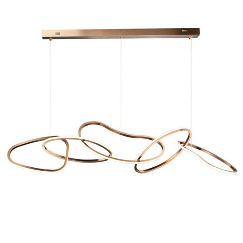 HEIKESZ Post-Modern Stainless Steel Restaurant Chandelier Simple Nordic Front Desk Art Creative Personality Model Room Ring Bar Lamp