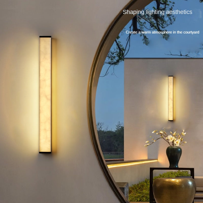 HEIKESZ New Chinese Outdoor Wall Lamp Stainless Steel Scagliola Strip Villa Courtyard Gate Outdoor Waterproof Wall Lamp Lamps for Living Room Light Fixtures for Celling Lights