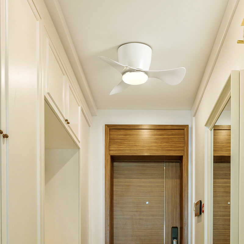 HEIKESZ American Mini Fan Light for Hallway Study Balcony Bedroom Ceiling Silent Fan Light with Remote Control